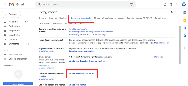 Imagen 2: Añadir una cuenta de correo